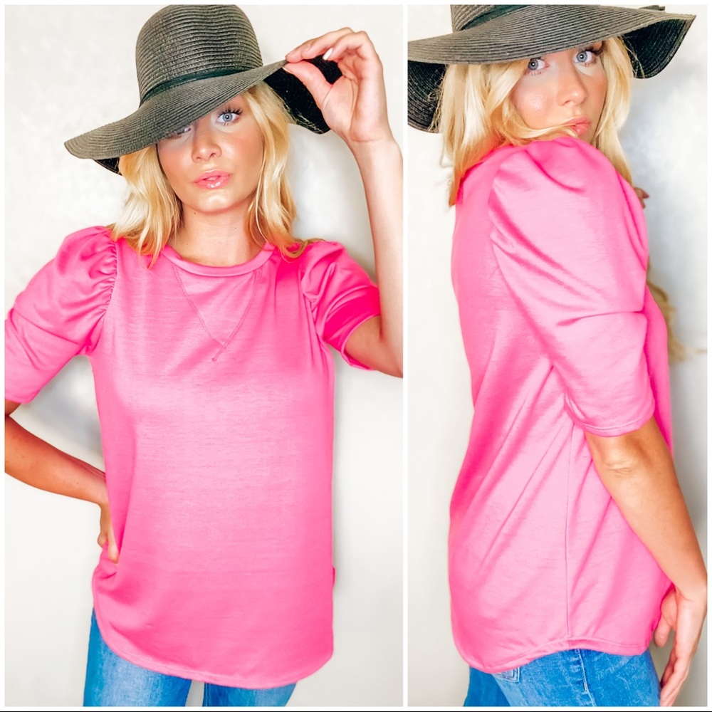 BUSINESS AS USUAL FRENCH TERRY TOP-FUCHSIA - Picture 2 of 4